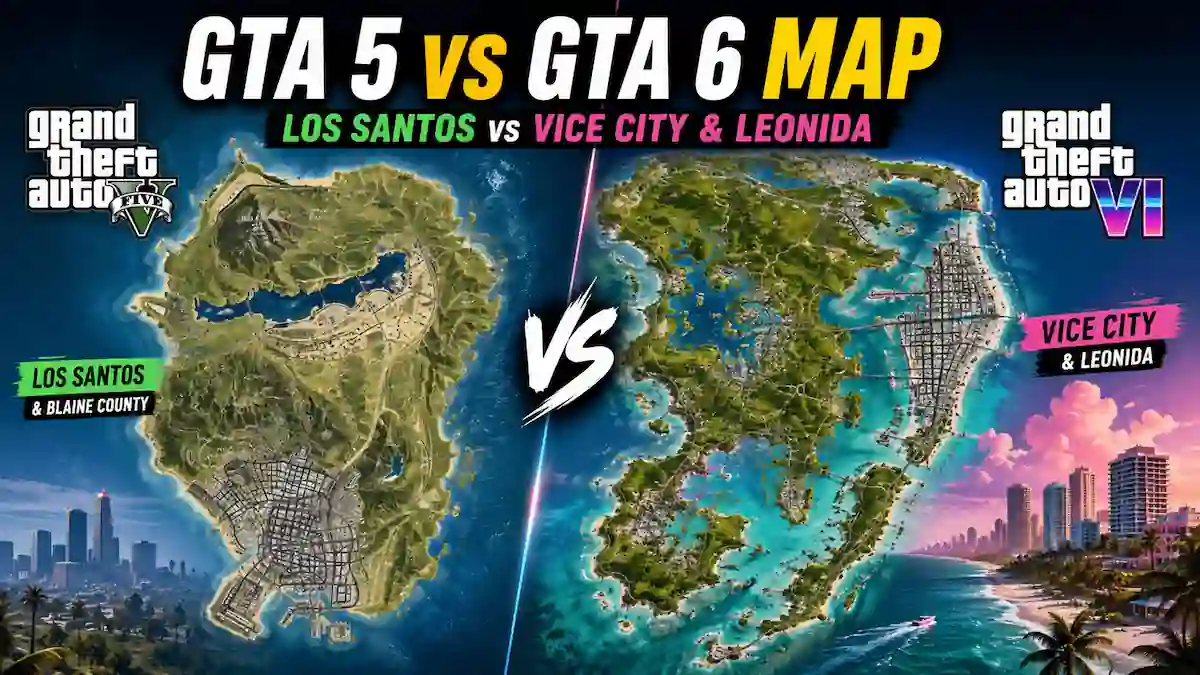 GTA 6, GTA 6 Map, GTA 5, GTA 6 Vice City, GTA 6 Leonida, GTA 6 Map Size, Grand Theft Auto 6