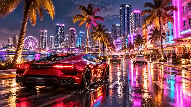 Neon Miami Night Drive